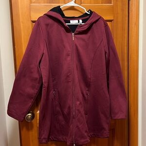 D&Co Burgundy Hooded Zip-Up Jacket